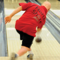 NS Bowl3 Special Olympians 
 Mar 22-18
 let her roll, Daniel Gwenda releases his ball. photo Mike Wakefield