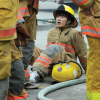 Fire Training Students
  -photo Mike Wakefield  May10/17
 
 Fire Fighter training for High school students ,part of Career Day 2017 through the NVSD44 . Students from across the District were brought to the NV Fire Training centre and run through some fire fighter training.Capt Gunther Kramer leads a group through fire suppression training.-News