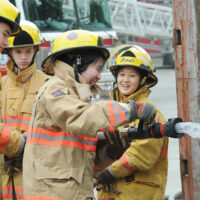 Fire Training Students
  -photo Mike Wakefield  May10/17
 
 Fire Fighter training for High school students ,part of Career Day 2017 through the NVSD44 . Students from across the District were brought to the NV Fire Training centre and run through some fire fighter training.Capt Gunther Kramer leads a group through fire suppression training.-News