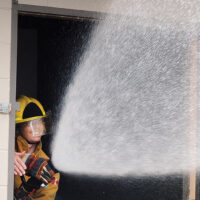 Fire Training Students
  -photo Mike Wakefield  May10/17
 
 Fire Fighter training for High school students ,part of Career Day 2017 through the NVSD44 . Students from across the District were brought to the NV Fire Training centre and run through some fire fighter training.Capt Gunther Kramer leads a group through fire suppression training.-News
