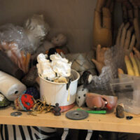 A colection of found pieces that talked to Susanna causing her to squirrel them away for future use in a sculpture