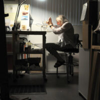 Woring in her studio